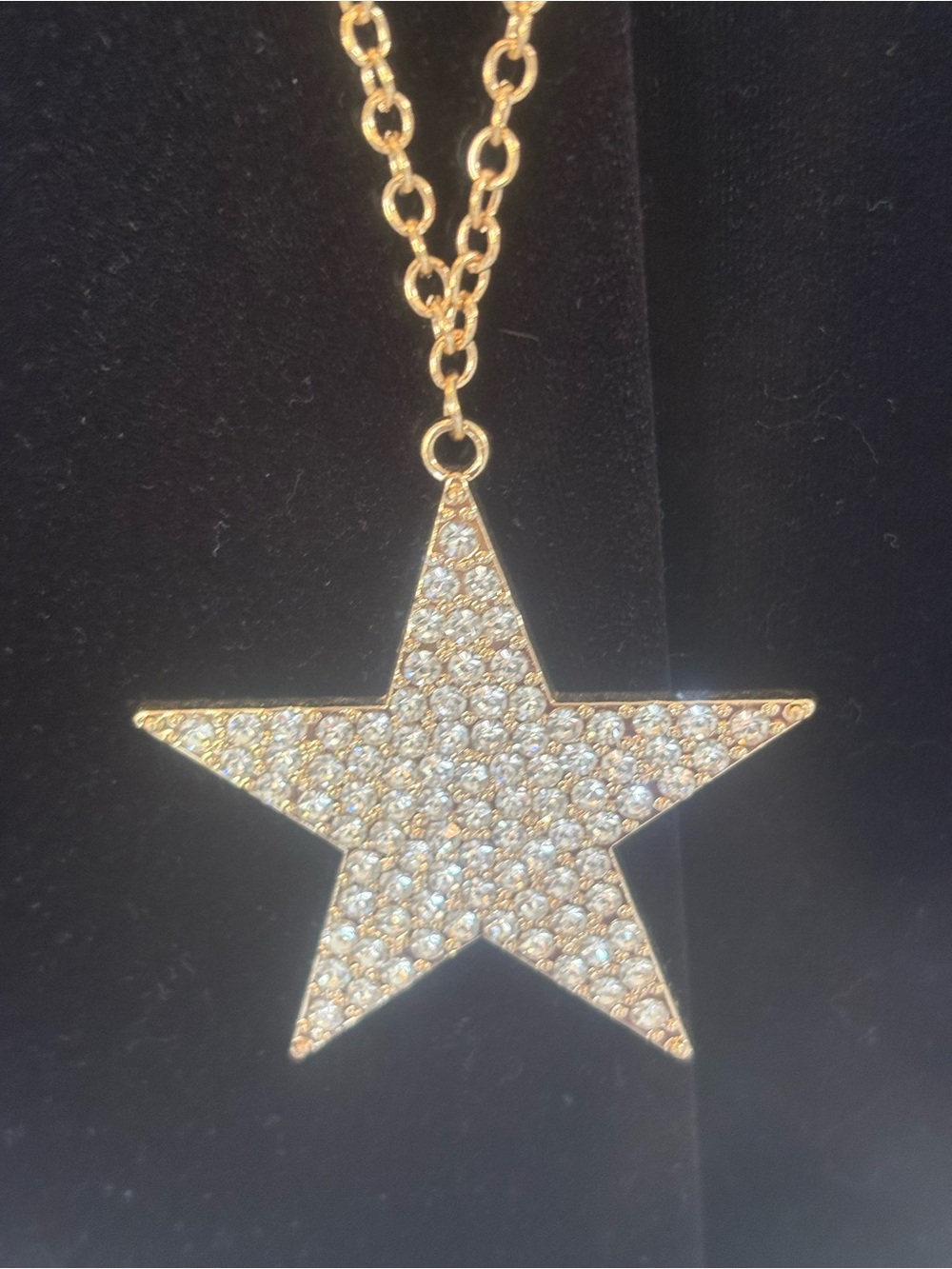 Gold Star Pendant Necklace with Crystal Accents